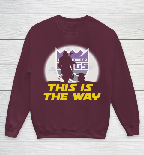 Sacramento Kings NBA Basketball Star Wars Yoda And Mandalorian This Is The Way Youth Sweatshirt 4