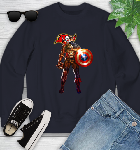 NFL Captain America Marvel Avengers Endgame Football Sports Tampa Bay Buccaneers Youth Sweatshirt 3