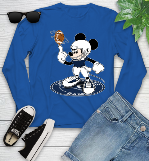 NFL Football Los Angeles Rams Cheerful Mickey Disney Shirt Youth Long Sleeve 10