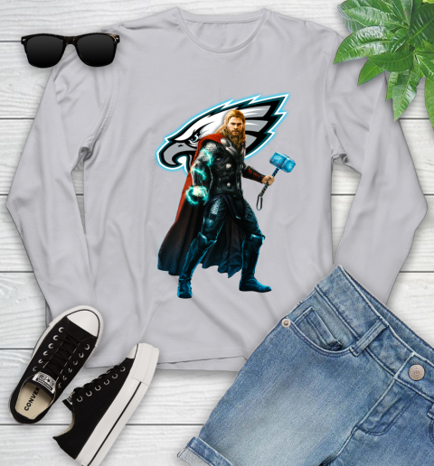 NFL Thor Avengers Endgame Football Philadelphia Eagles Youth Long Sleeve 5