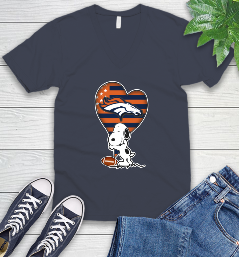 Denver Broncos NFL Football The Peanuts Movie Adorable Snoopy V-Neck T-Shirt 9