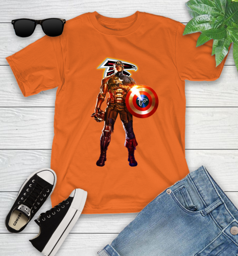 NFL Captain America Marvel Avengers Endgame Football Sports Atlanta Falcons Youth T-Shirt 7