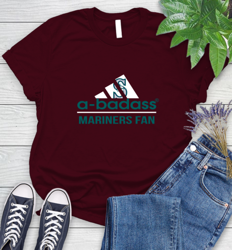 MLB A Badass Seattle Mariners Fan Adidas Baseball Sports Women's T-Shirt 7
