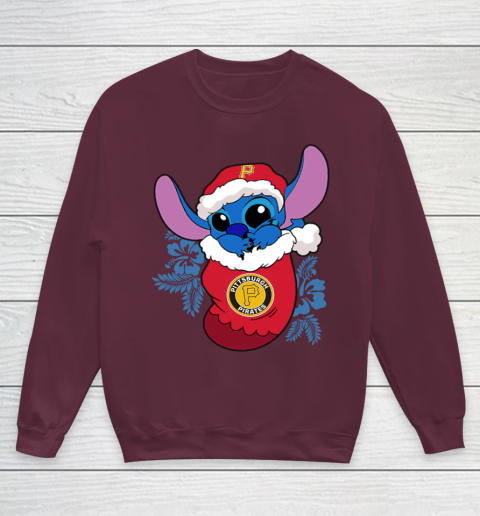 Pittsburgh Pirates Christmas Stitch In The Sock Funny Disney MLB Youth Sweatshirt 5