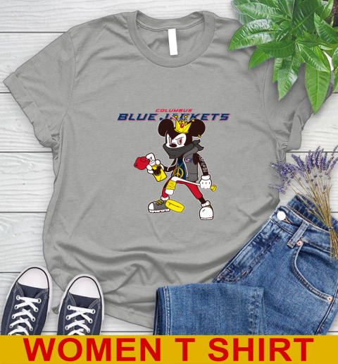 Columbus Blue Jackets NHL Hockey Mickey Peace Sign Sports Women's T-Shirt 11
