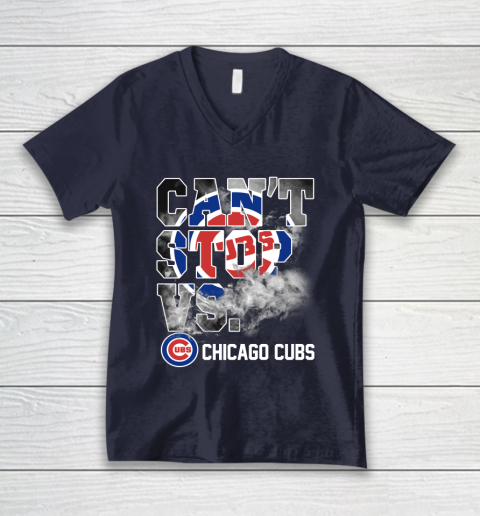 MLB Chicago Cubs Baseball Can't Stop Vs Chicago Cubs V-Neck T-Shirt 2