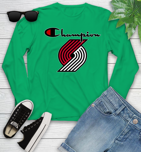 NBA Basketball Portland Trail Blazers Champion Shirt Youth Long Sleeve 4