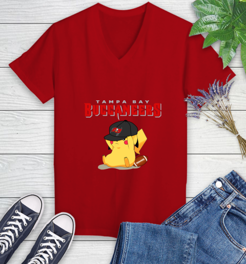 NFL Pikachu Football Tampa Bay Buccaneers Women's V-Neck T-Shirt 12