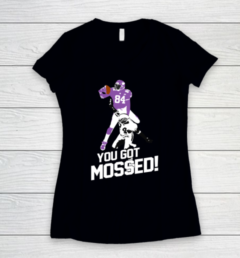 You Got Mossed Funny Football Women's V-Neck T-Shirt
