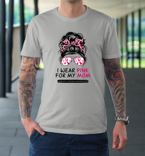 I Wear Pink For My Mom Breast Cancer Awareness Girls Support T-Shirt 8