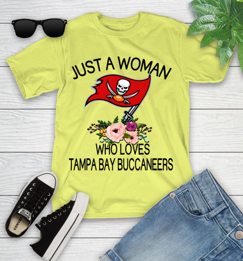 NFL Just A Woman Who Loves Tampa Bay Buccaneers Football Sports Youth T-Shirt 5