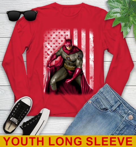 Toronto Raptors NBA Basketball Batman DC American Flag Shirt Youth Long Sleeve 11