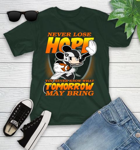 Oakland Raiders NFL Football Mickey Disney Never Lose Hope Youth T-Shirt 5
