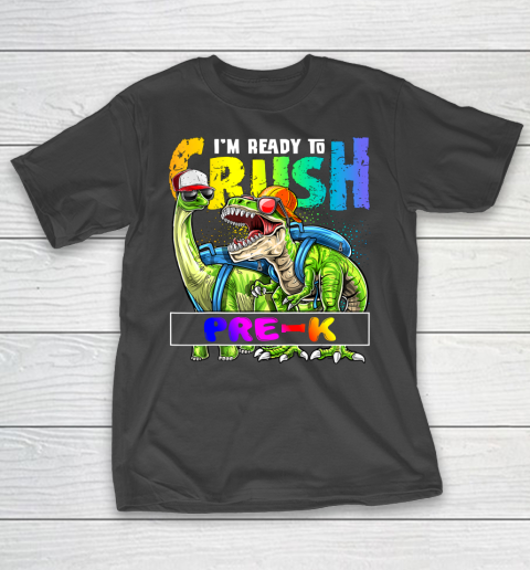 Next Level t shirts I m Ready To Crush Pre K T Rex Dino Holding Pencil Back To School T-Shirt