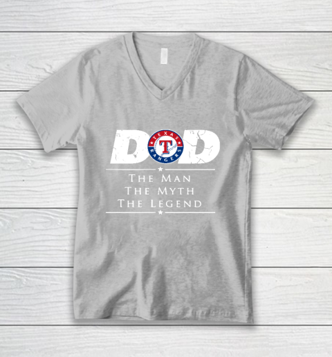 Texas Rangers MLB Baseball Dad The Man The Myth The Legend V-Neck T-Shirt 3