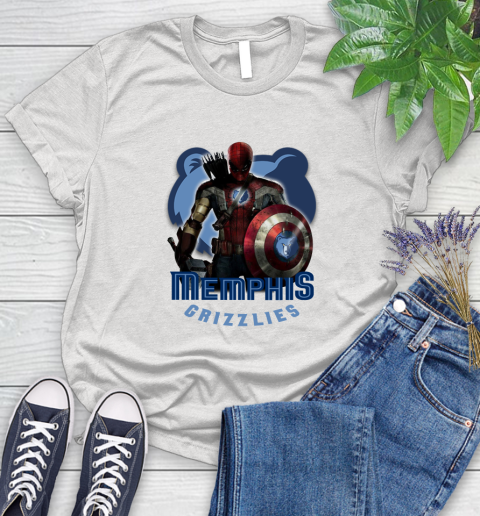 Memphis Grizzlies NBA Basketball Captain America Thor Spider Man Hawkeye Avengers Women's T-Shirt