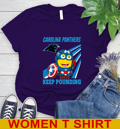 NFL Football Carolina Panthers Captain America Marvel Avengers Minion Shirt Women's T-Shirt 4