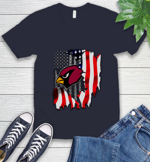 Arizona Cardinals NFL Football American Flag V-Neck T-Shirt 2