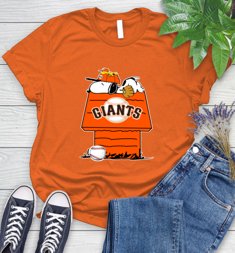 MLB San Francisco Giants Snoopy Woodstock The Peanuts Movie Baseball T Shirt_000 Women's T-Shirt 4