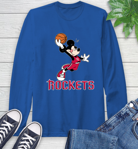 NBA Basketball Houston Rockets Cheerful Mickey Mouse Shirt Long Sleeve T-Shirt 10