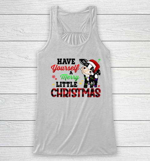 Have Yourself Merry Little Christmas Santa Cow Pajama Racerback Tank