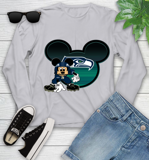 NFL Seattle Seahawks Mickey Mouse Disney Football T Shirt Youth Long Sleeve 5