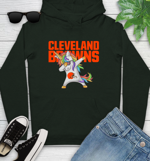 Cleveland Browns NFL Football Funny Unicorn Dabbing Sports Youth Hoodie 13