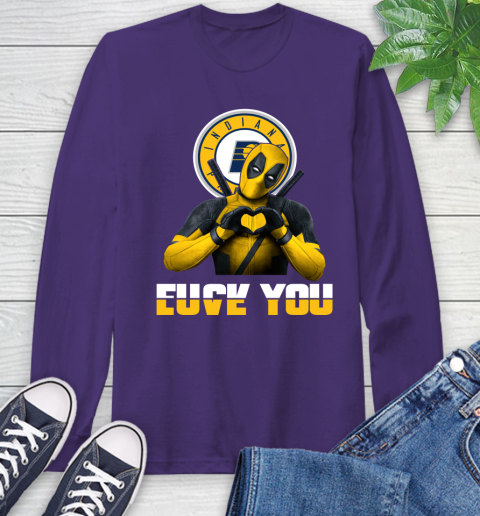 NBA Indiana Pacers Deadpool Love You Fuck You Basketball Sports Long Sleeve T-Shirt 5