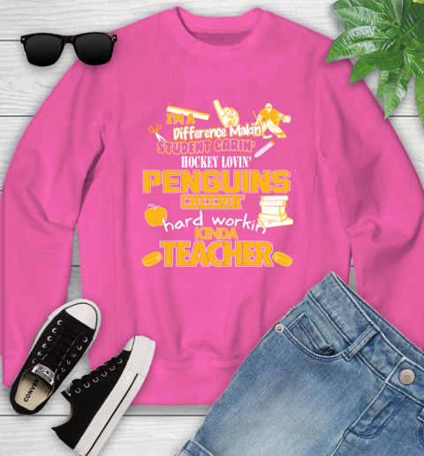 Pittsburgh Penguins NHL I'm A Difference Making Student Caring Hockey Loving Kinda Teacher Youth Sweatshirt 6