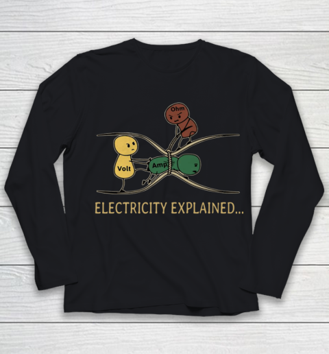 Electricity Explained Electrician Retro Youth Long Sleeve