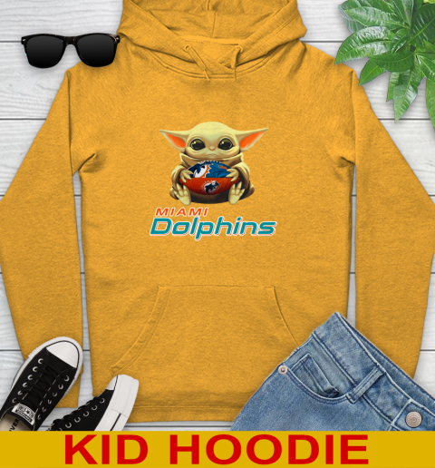 NFL Football Miami Dolphins Baby Yoda Star Wars Shirt Youth Hoodie 3