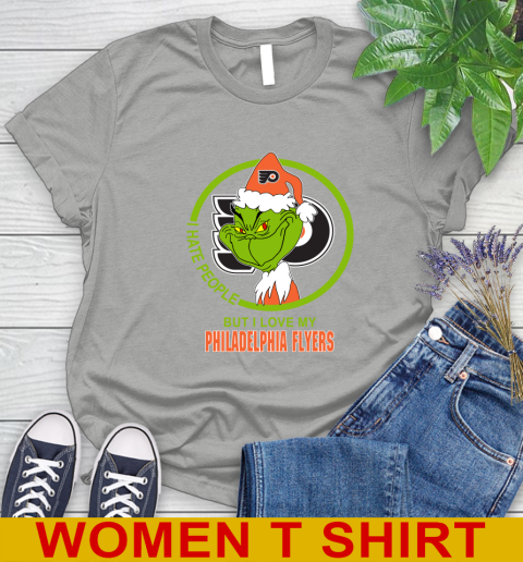 Philadelphia Flyers NHL Christmas Grinch I Hate People But I Love My Favorite Hockey Team Women's T-Shirt 11