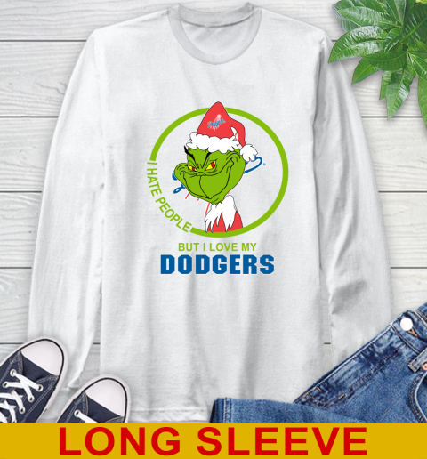 Los Angeles Dodgers MLB Christmas Grinch I Hate People But I Love My Favorite Baseball Team Long Sleeve T-Shirt