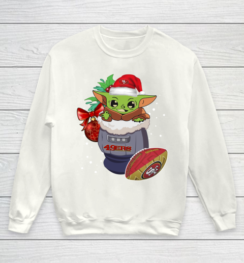 San Francisco 49ers Christmas Baby Yoda Star Wars Funny Happy NFL Youth Sweatshirt 2