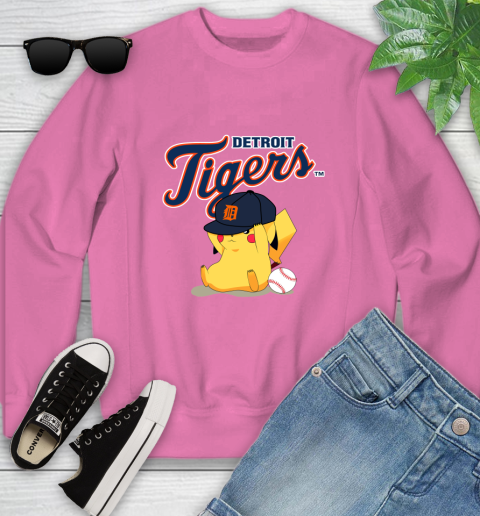 MLB Pikachu Baseball Sports Detroit Tigers Youth Sweatshirt 7