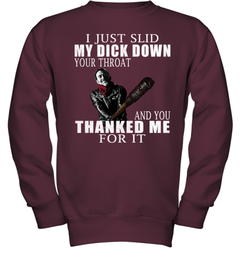rwjy i just slid my dick down your throat the walking dead shirts youth sweatshirt 47 front maroon