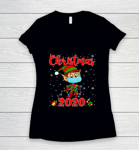 Christmas 2020 Funny Christmas Lights Elf Lover Gifts Women's V-Neck T-Shirt