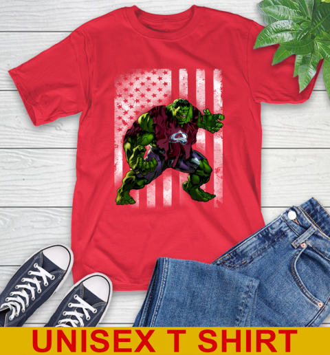 Colorado Avalanche Hulk Marvel Avengers NHL Hockey American Flag T-Shirt 12