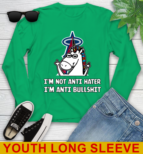 Los Angeles Angels MLB Baseball Unicorn I'm Not Anti Hater I'm Anti Bullshit (1) Youth Long Sleeve 7