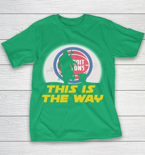 Detroit Pistons NBA Basketball Star Wars Yoda And Mandalorian This Is The Way Youth T-Shirt 3
