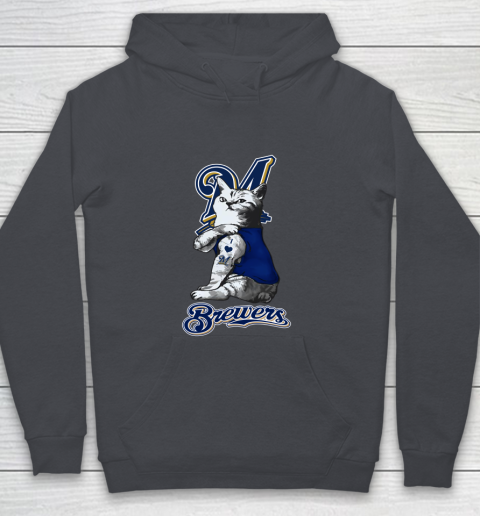 MLB Baseball My Cat Loves Milwaukee Brewers Youth Hoodie 5