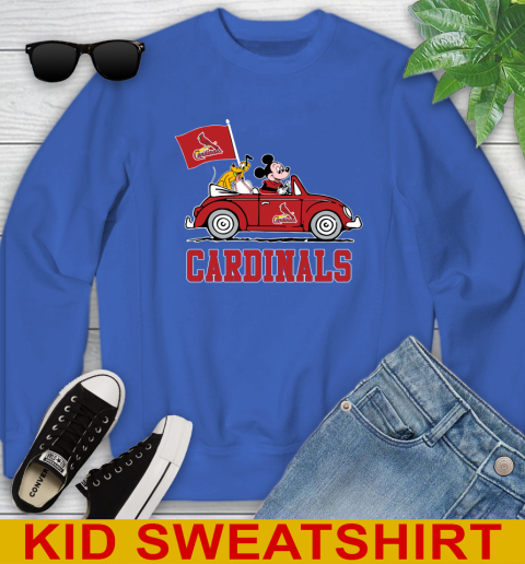 MLB Baseball St.Louis Cardinals Pluto Mickey Driving Disney Shirt Youth Sweatshirt 7