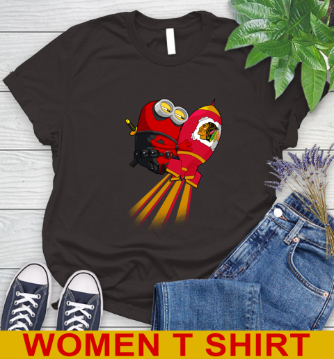 NHL Hockey Chicago Blackhawks Deadpool Minion Marvel Shirt Women's T-Shirt 9