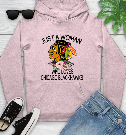 NHL Just A Woman Who Loves Chicago Blackhawks Hockey Sports Youth Hoodie 6