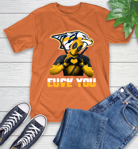 NHL Nashville Predators Deadpool Love You Fuck You Hockey Sports T-Shirt 4