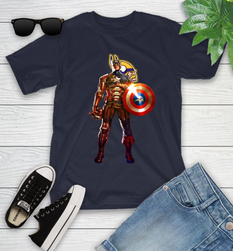 NFL Captain America Marvel Avengers Endgame Football Sports Minnesota Vikings Youth T-Shirt 3