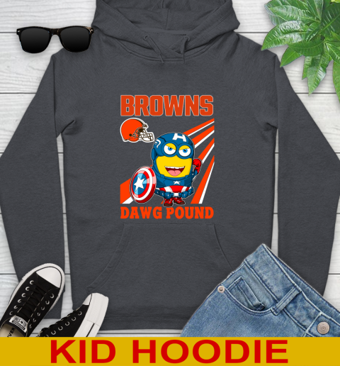 NFL Football Cleveland Browns Captain America Marvel Avengers Minion Shirt Youth Hoodie 9