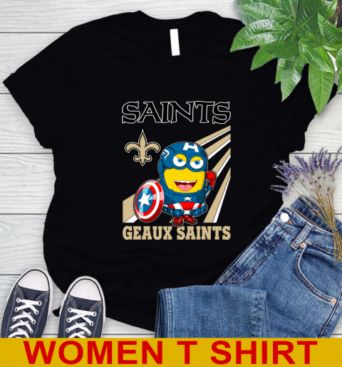 NFL Football New Orleans Saints Captain America Marvel Avengers Minion Shirt Women's T-Shirt