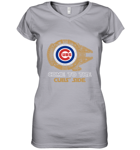 Chicago Cubs MLB V Neck T-Shirt Gray Blue 2 Sided Women's Size Medium