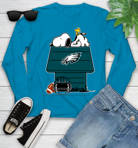 Philadelphia Eagles NFL Football Snoopy Woodstock The Peanuts Movie Youth Long Sleeve 7